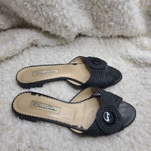 Oscar de la Renta Black Slide‎ Sandals sz 36